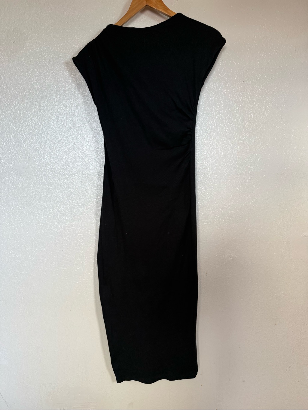 Zara Black Midi Dress With Subtle Gather Size S